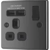 LAP 13A 1-Gang SP Switched Socket + 2.1A 2-Outlet Type A USB Charger Black Nickel With Black Inserts