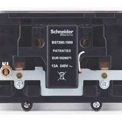 Schneider Electric Exclusive Square Edge 30mA 2-Gang 2P+E Switched Passive RCD Socket White -British General Shop 104JT A3