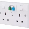 Schneider Electric Exclusive Square Edge 30mA 2-Gang 2P+E Switched Passive RCD Socket White