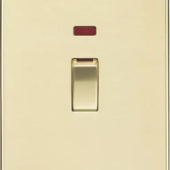 Knightsbridge FP82MNBB 45A 2-Gang DP Control Switch Brushed Brass With LED