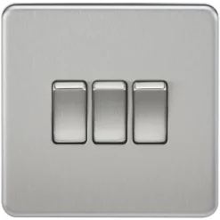 Knightsbridge SF4000BC 10AX 3-Gang 2-Way Light Switch Brushed Chrome