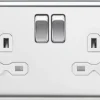 Knightsbridge CL9PCW 13A 2-Gang DP Switched Double Socket Polished Chrome With White Inserts 2 Knightsbridge CL9PCW 13A 2-Gang DP Switched Double Socket Polished Chrome With White Inserts -British General Shop 109VF P