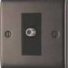 British General Nexus Metal 1-Gang F-Type Satellite Socket Black Nickel -British General Shop 110XF P