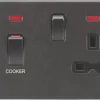 Knightsbridge SFR83MNSB 45 & 13A 2-Gang DP Cooker Switch & 13A DP Switched Socket Smoked Bronze With LED With Black Inserts 1 Knightsbridge SFR83MNSB 45 & 13A 2-Gang DP Cooker Switch & 13A DP Switched Socket Smoked Bronze With LED With Black Inserts -British General Shop 111TY P