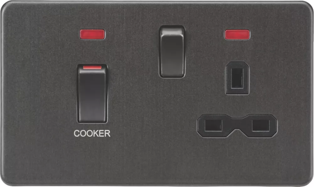 Knightsbridge SFR83MNSB 45 & 13A 2-Gang DP Cooker Switch & 13A DP Switched Socket Smoked Bronze With LED With Black Inserts 3 Knightsbridge SFR83MNSB 45 & 13A 2-Gang DP Cooker Switch & 13A DP Switched Socket Smoked Bronze With LED With Black Inserts
