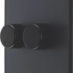 British General Evolve 2-Gang 2-Way LED Trailing Edge Double Push Dimmer With Rotary Control Grey With Black Inserts