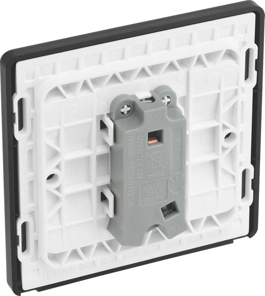 British General Evolve 10A 1-Gang 1-Way Bell Push Switch Matt Black With Black Inserts 7 British General Evolve 10A 1-Gang 1-Way Bell Push Switch Matt Black With Black Inserts - Image 5