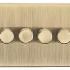 Knightsbridge CS2184AB 4-Gang 2-Way LED Dimmer Switch Antique Brass