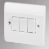 MK Logic Plus 10AX 3-Gang 2-Way Light Switch White -British General Shop 11860 P
