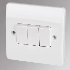 MK Logic Plus 10AX 3-Gang 2-Way Light Switch White
