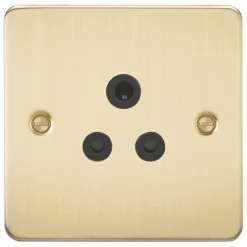 Knightsbridge FP5ABB 5A 1-Gang Unswitched Socket Brushed Brass With Black Inserts
