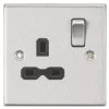 Knightsbridge CS7BC 13A 1-Gang DP Switched Single Socket Brushed Chrome With Black Inserts 1 Knightsbridge CS7BC 13A 1-Gang DP Switched Single Socket Brushed Chrome With Black Inserts -British General Shop 119TX P