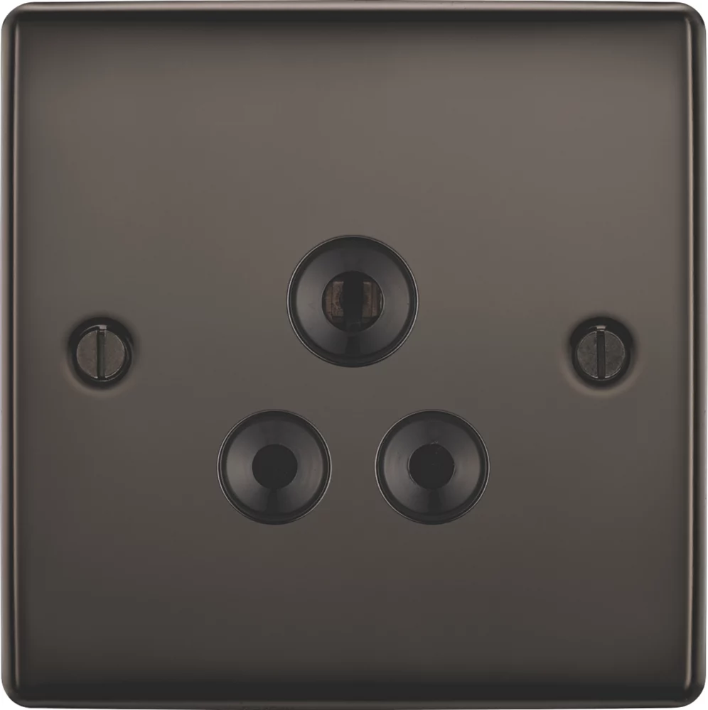 British General Nexus Metal 5A 1-Gang Unswitched Round Pin Socket Black Nickel With Black Inserts 4 British General Nexus Metal 5A 1-Gang Unswitched Round Pin Socket Black Nickel With Black Inserts - Image 2