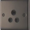 British General Nexus Metal 5A 1-Gang Unswitched Round Pin Socket Black Nickel With Black Inserts