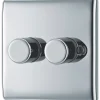British General Nexus Metal 2-Gang 2-Way LED Dimmer Switch Polished Chrome -British General Shop 123FT P
