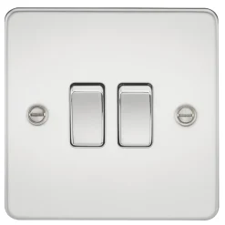 Knightsbridge FP3000PC 10AX 2-Gang 2-Way Light Switch Polished Chrome