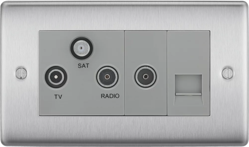 British General NEXUS METAL 2-Gang Triplex TV Socket Brushed Steel 4 British General NEXUS METAL 2-Gang Triplex TV Socket Brushed Steel - Image 2