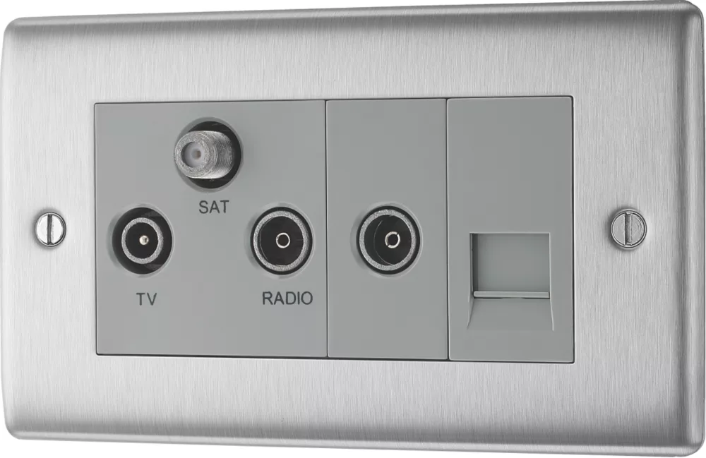 British General NEXUS METAL 2-Gang Triplex TV Socket Brushed Steel 3 British General NEXUS METAL 2-Gang Triplex TV Socket Brushed Steel