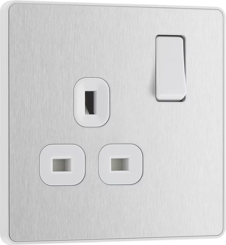 British General Evolve 13A 1-Gang SP Switched Socket Brushed Steel With White Inserts 4 British General Evolve 13A 1-Gang SP Switched Socket Brushed Steel With White Inserts - Image 2