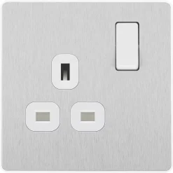 British General Evolve 13A 1-Gang SP Switched Socket Brushed Steel With White Inserts 11 British General Evolve 13A 1-Gang SP Switched Socket Brushed Steel With White Inserts -British General Shop 126RF A2