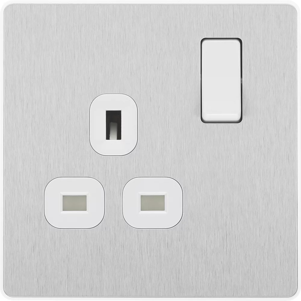 British General Evolve 13A 1-Gang SP Switched Socket Brushed Steel With White Inserts 5 British General Evolve 13A 1-Gang SP Switched Socket Brushed Steel With White Inserts - Image 3