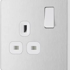 British General Evolve 13A 1-Gang SP Switched Socket Brushed Steel With White Inserts 12 British General Evolve 13A 1-Gang SP Switched Socket Brushed Steel With White Inserts -British General Shop 126RF A3