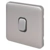 Schneider Electric Lisse Deco 10A 1-Gang 2-Way Retractive Switch Brushed Stainless Steel With Black Inserts -British General Shop 127FF P