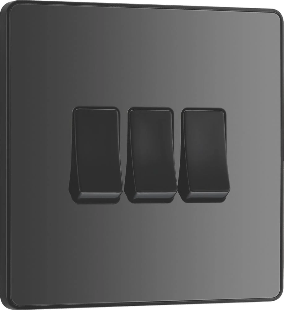 British General Evolve 20 A 16AX 3-Gang 2-Way Light Switch Black With Black Inserts 4 British General Evolve 20 A 16AX 3-Gang 2-Way Light Switch Black With Black Inserts - Image 2