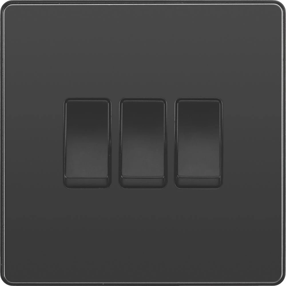 British General Evolve 20 A 16AX 3-Gang 2-Way Light Switch Black With Black Inserts 5 British General Evolve 20 A 16AX 3-Gang 2-Way Light Switch Black With Black Inserts - Image 3