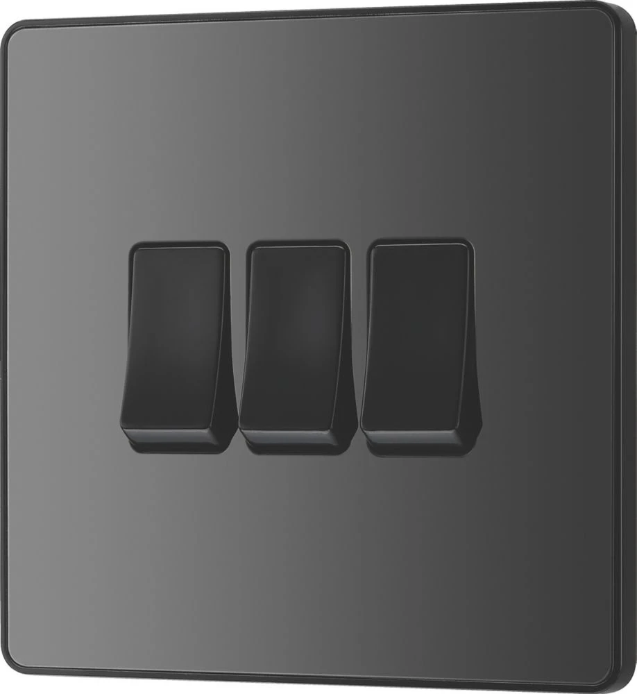 British General Evolve 20 A 16AX 3-Gang 2-Way Light Switch Black With Black Inserts 6 British General Evolve 20 A 16AX 3-Gang 2-Way Light Switch Black With Black Inserts - Image 4