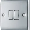 British General Nexus Metal 10AX 2-Gang 2-Way Light Switch Polished Chrome 1 British General Nexus Metal 10AX 2-Gang 2-Way Light Switch Polished Chrome -British General Shop 130FT P