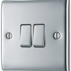 British General Nexus Metal 10AX 2-Gang 2-Way Light Switch Polished Chrome