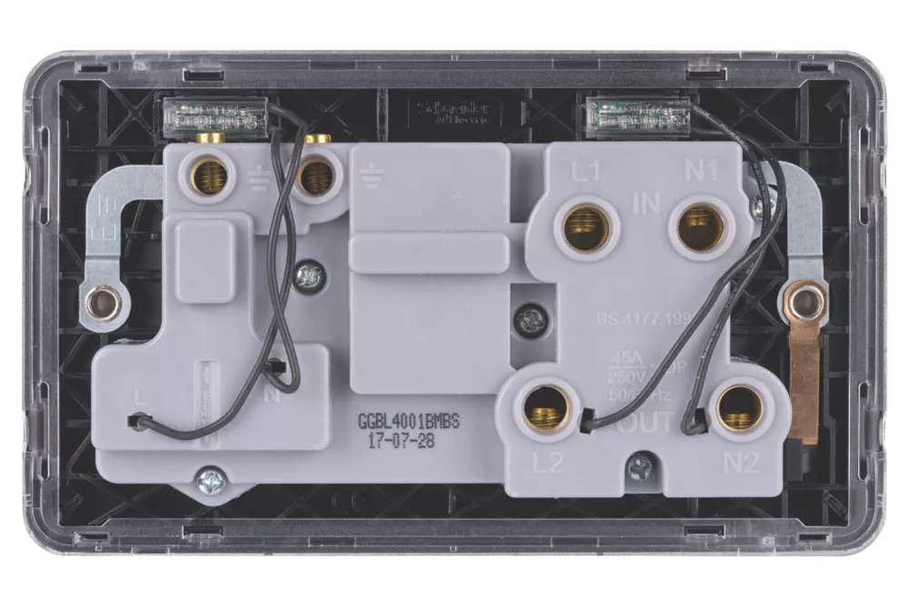 Schneider Electric Lisse Deco 45A 2-Gang DP Cooker Switch & 13A DP Switched Socket Mocha Bronze With LED With Black Inserts 6 Schneider Electric Lisse Deco 45A 2-Gang DP Cooker Switch & 13A DP Switched Socket Mocha Bronze With LED With Black Inserts - Image 4