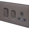 Schneider Electric Lisse Deco 45A 2-Gang DP Cooker Switch & 13A DP Switched Socket Mocha Bronze With LED With Black Inserts