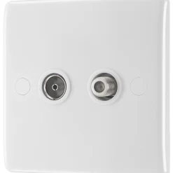 British General 800 Series 1-Gang Coaxial TV / FM Socket White