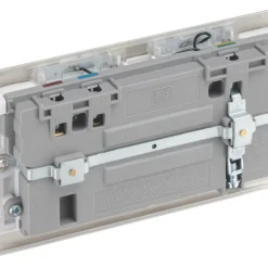 British General Nexus Metal 13A 2-Gang SP Switched Double Socket With WiFi Extender + 2.1A 1-Outlet Type A USB Charger Pearl Nickel With White Inserts -British General Shop 133XG A4