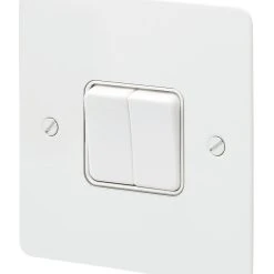 MK Edge 20AX 2-Gang 2-Way Light Switch White With Colour-Matched Inserts