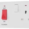 British General 800 Series 45A 2-Gang DP Cooker Switch & 13A DP Switched Socket White With LED -British General Shop 137HV P