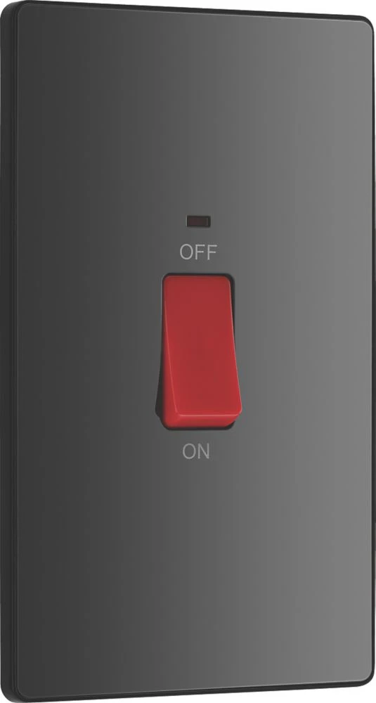 British General Evolve 45A 1-Gang 2-Pole Cooker Switch Black With LED With Black Inserts 4 British General Evolve 45A 1-Gang 2-Pole Cooker Switch Black With LED With Black Inserts - Image 2