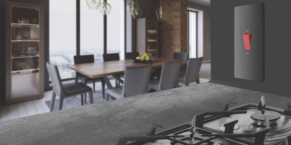 British General Evolve 45A 1-Gang 2-Pole Cooker Switch Black With LED With Black Inserts 9 British General Evolve 45A 1-Gang 2-Pole Cooker Switch Black With LED With Black Inserts - Image 7