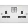 Knightsbridge FPR9000PC 13A 2-Gang DP Switched Double Socket Polished Chrome With Black Inserts -British General Shop 137TY P