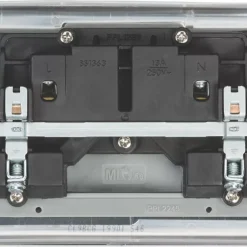 Knightsbridge CL9BCG 13A 2-Gang DP Switched Double Socket Brushed Chrome With Colour-Matched Inserts -British General Shop 138TX A1