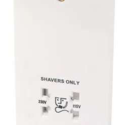 Essentials 2-Gang Dual Voltage Shaver Socket 110 / 240V White