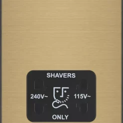 British General Evolve 2-Gang Dual Voltage Shaver Socket 115/240V Satin Brass With Black Inserts 11 British General Evolve 2-Gang Dual Voltage Shaver Socket 115/240V Satin Brass With Black Inserts -British General Shop 142RF A2