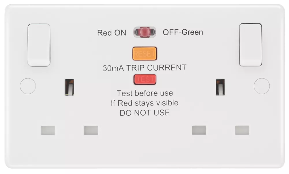 British General 13A 2-Gang SP Switched Passive RCD Socket White 4 British General 13A 2-Gang SP Switched Passive RCD Socket White - Image 2