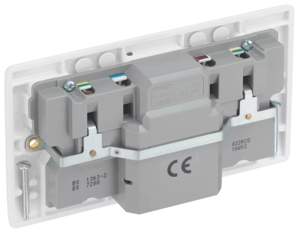 British General 13A 2-Gang SP Switched Passive RCD Socket White 5 British General 13A 2-Gang SP Switched Passive RCD Socket White - Image 3