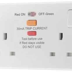 British General 13A 2-Gang SP Switched Passive RCD Socket White