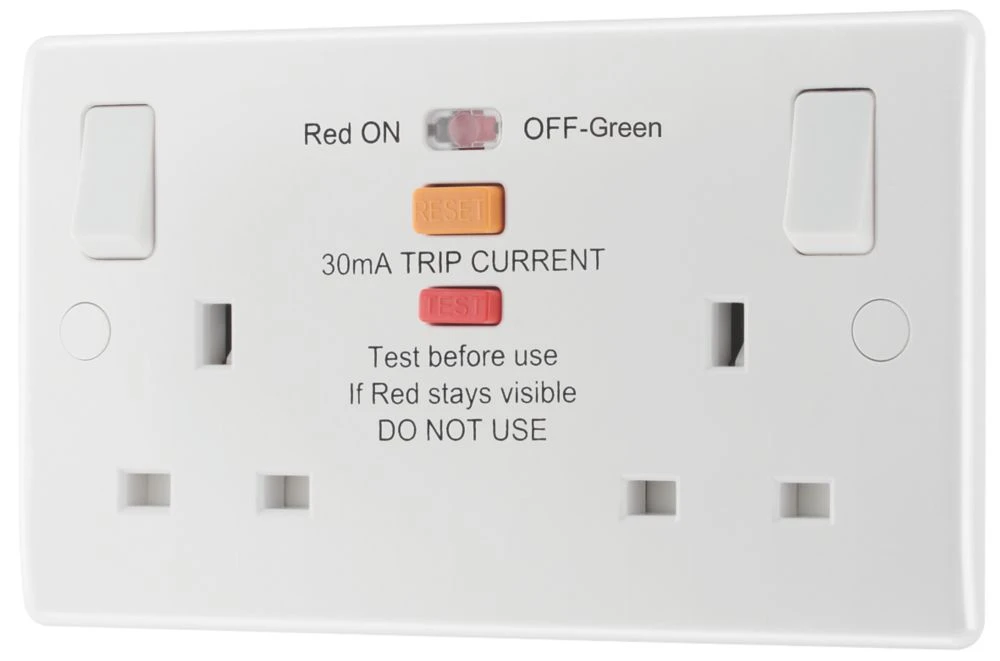 British General 13A 2-Gang SP Switched Passive RCD Socket White 3 British General 13A 2-Gang SP Switched Passive RCD Socket White