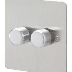 MK Edge 2-Gang 2-Way Dimmer Switch Brushed Stainless Steel