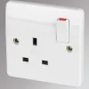 MK Logic Plus 13A 1-Gang DP Switched Plug Socket White -British General Shop 14790 P